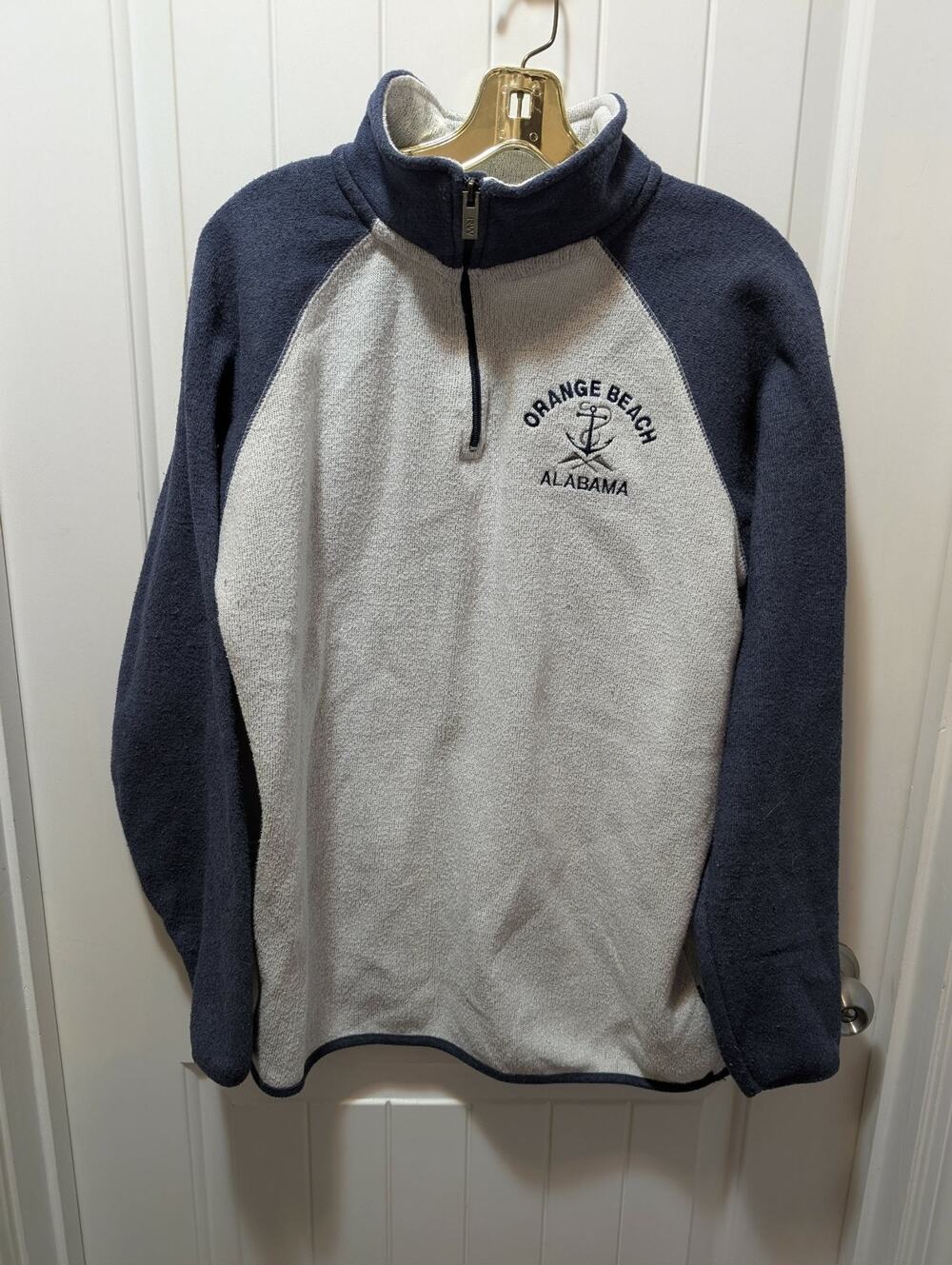 Ragwear Orange Beach Alabama 1/4 Zip Sweater Sweatshirt Men's Size L Gray Blue